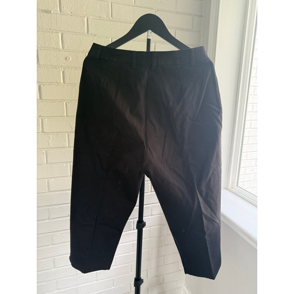 Black Stretch Capri Pants Women Size 12 Y2K Slim Crop Pedal Pusher Cotton - Picture 2 of 5